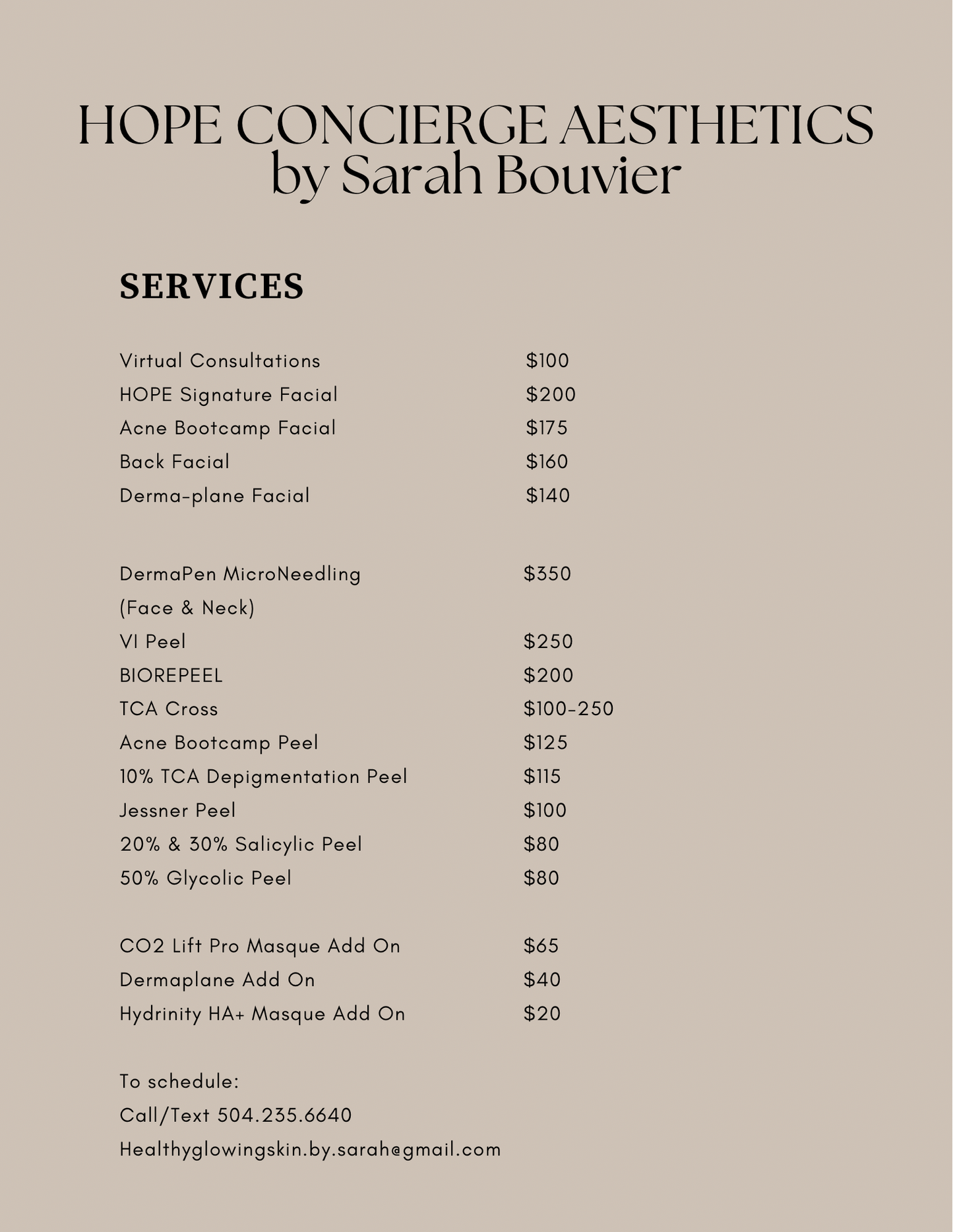 HOPE Concierge Aesthetics Gift Certificate