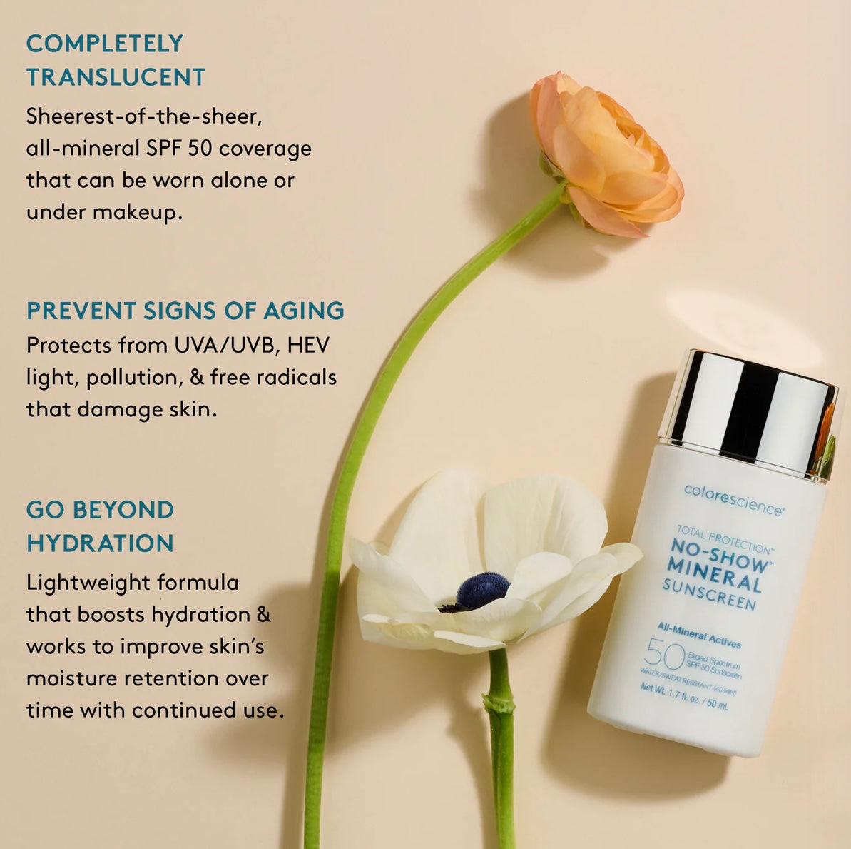 Colorescience® Total Protection® No-Show™ Mineral Sunscreen SPF 50